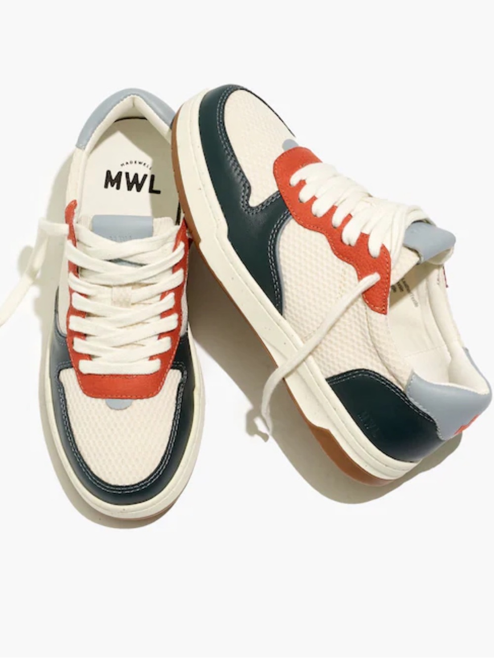 Madewell Court Sneakers in Leather and Mesh 9.5